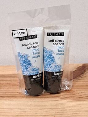 Freeman Anti-Stress Sea Salt Mud Face Mask (2 Pack) 1.5 FL.OZ New